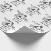 かわいいレトロクリスマスペンギン帽子とスカーフ ラッピングペーパー (角)