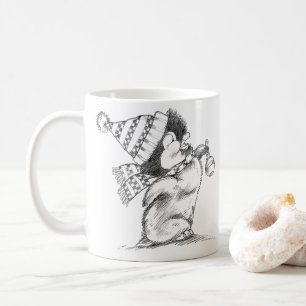 かわいいレトロクリスマスペンギン 帽子とマフラー コーヒーマグカップ