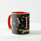 かわいいレトロクリスマスモノグラム"私"の名前 マグカップ (正面左)