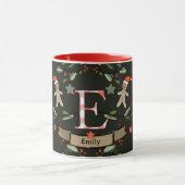 かわいいレトロクリスマスモノグラム"E"名前 マグカップ (中央)