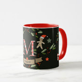 かわいいレトロクリスマスモノグラム"M"名前 マグカップ (正面右)