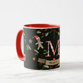 かわいいレトロクリスマスモノグラム"M"名前 マグカップ (正面左)