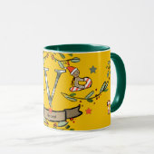 かわいいレトロクリスマスモノグラム"V"名前 マグカップ (正面右)