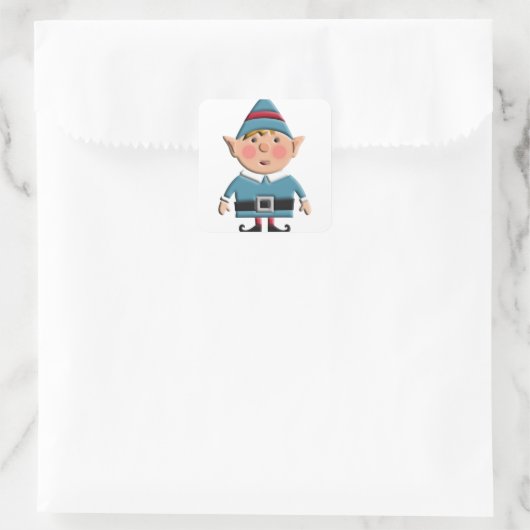 かわいいレトロクリスマス小妖精や小人 スクエアシール (バッグ)