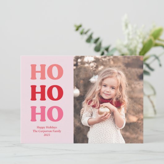 かわいいレトロクリスマス |ピンクと赤 シーズンカード (スタンド正面)