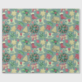 かわいいレトロクリスマス ラッピングペーパー (フラット)