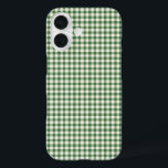 かわいいレトログリーンジンガム格子模様 iPhone 16ケース<br><div class="desc">かわいいレトログリーンジンガム格子柄の電話ケース</div>