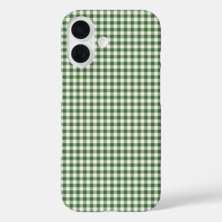 かわいいレトログリーンジンガム格子模様 iPhone 16ケース