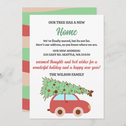 かわいいレトログルービークリスマスツリーカー引っ越しました シーズンカード (正面/裏面)