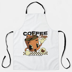 かわいいレトロコーヒーカップキャラクター – コーヒーショップ エプロン