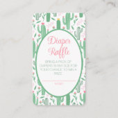 かわいいレトロサボテンフローラベビーシャワーおむつラッフル エンクロージャーカード (正面)