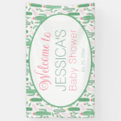 かわいいレトロサボテン多肉性フローラベビーシャワー 横断幕 (縦)