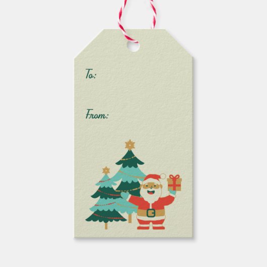 かわいいレトロサンタつるクリスマス ギフトタグ (正面)