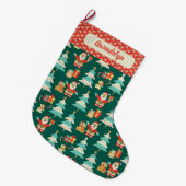 かわいいレトロサンタカスタマイズ可能なクリスマスストッキング ラージクリスマスストッキング (正面 (吊り時))