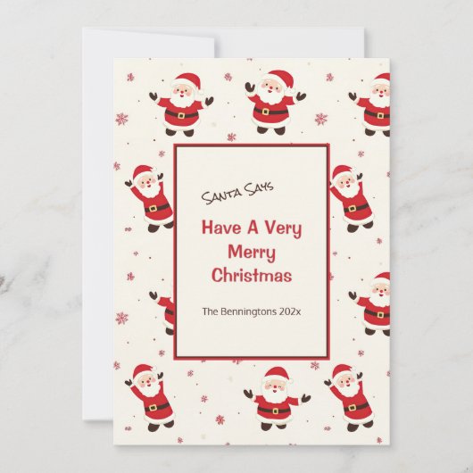 かわいいレトロサンタクリスマスフラットホリデーカード シーズンカード (正面)