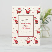 かわいいレトロサンタクリスマスフラットホリデーカード シーズンカード (スタンド正面)