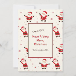 かわいいレトロサンタクリスマスフラットホリデーカード シーズンカード