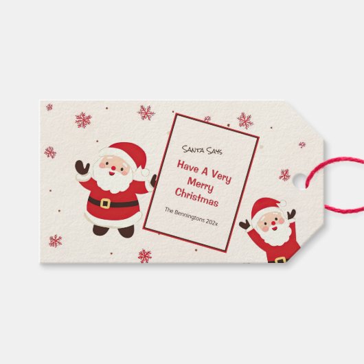 かわいいレトロサンタクリスマス ギフトタグ (正面(横))