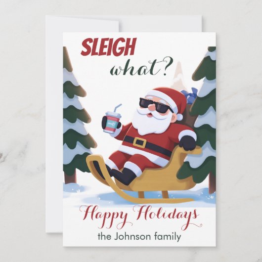 かわいいレトロサンタ&スリーのクリスマスカード シーズンカード (正面)