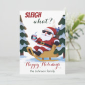 かわいいレトロサンタ&スリーのクリスマスカード シーズンカード (スタンド正面)