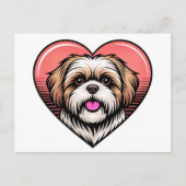 かわいいレトロシーズー犬ハート ポストカード (正面)