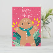 かわいいレトロジンジャーブレッドクッキーハッピーホリデーズカード シーズンカード (スタンド正面)