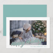 かわいいレトロスクリプト パステル ハッピーホリデーズ フォト シーズンカード (正面/裏面)