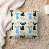 かわいいレトロスタイル図解入りの、写真付きの猫の柄 クッション (ブランケット)