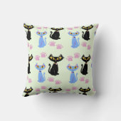 かわいいレトロスタイル図解入りの、写真付きの猫の柄 クッション (裏面)