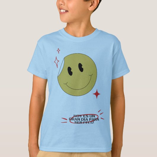 かわいいレトロスマイルフェイスはがすシール子供 Tシャツ (正面)