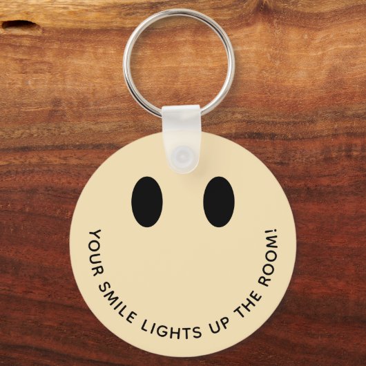 かわいいレトロスマイル顔引用文 | Pastel Peach キーホルダー (正面)