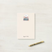 かわいいレトロタイプライターピンクのメモ帳 ポストイット (デスク上)