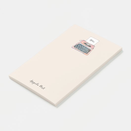 かわいいレトロタイプライターピンクのメモ帳 ポストイット (アングル)