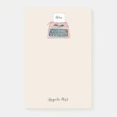 かわいいレトロタイプライターピンクのメモ帳 ポストイット (正面)