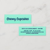 かわいいレトロタイポグラフィミントスイートベーカリーのカップケーキ スキニー名刺 (正面/裏面)