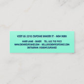 かわいいレトロタイポグラフィミントスイートベーカリーのカップケーキ スキニー名刺 (裏面)