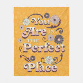 かわいいレトロタイポグラフィ感動的引用文イエロー フリースブランケット (正面)