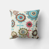 かわいいレトロターコイズブルー花パターカスタムン クッション (裏面)