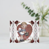 かわいいレトロチャイルドガーデナーヴィンテージアート シーズンポストカード (スタンド正面)