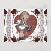 かわいいレトロチャイルドガーデナーヴィンテージアート シーズンポストカード (正面)