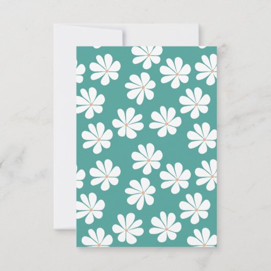 かわいいレトロティール（緑がかった色）フローラ卒業写真コラージュ 案内状 (裏面)