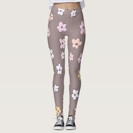 かわいいレトロデイジーパターン#5 #flowery #decor #art レギンス (正面)