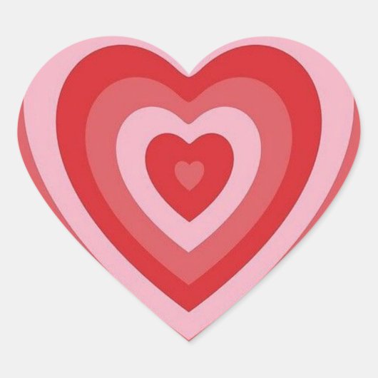 かわいいレトロトレンディーハートステッカー赤 ハートシール (正面)