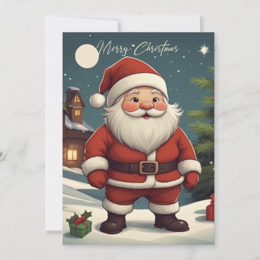 かわいいレトロドワーフサンタクリスマスホリデーカード シーズンカード (正面)