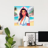 かわいいレトロナース ポスター (ホームオフィス)