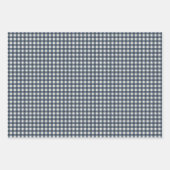 かわいいレトロネイビーギンガムプレイドパターン ラッピングペーパーシート (正面3)