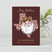 かわいいレトロハウディサンタカウボーイテキサス州クリスマスインヴィ 招待状 (スタンド正面)