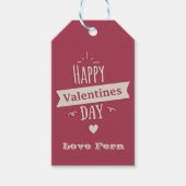 かわいいレトロハッピーバレンタインデーダークピンク ギフトタグ (正面)