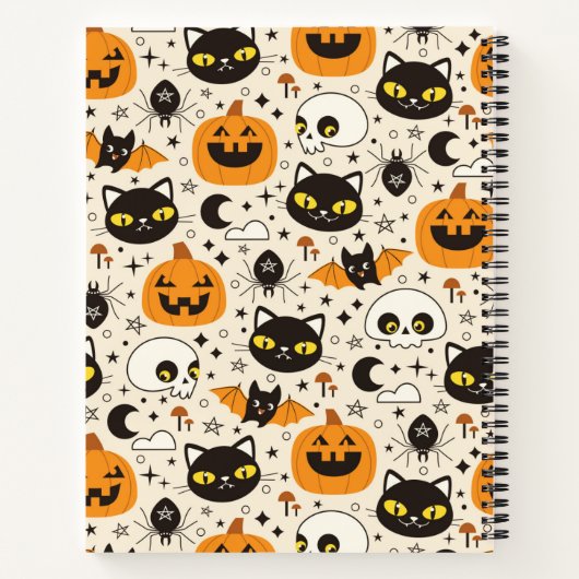 かわいいレトロハロウィン柄 ノートブック (裏面)