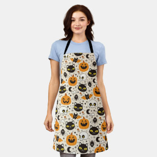 かわいいレトロハロウィーンパターン エプロン